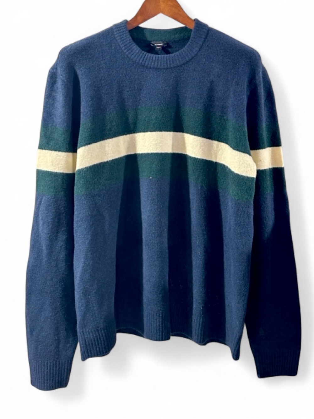 Express Felt Striped Crewneck Sweater Size Men’s Large (NWT)
